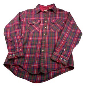 St Johns Bay Mens‎ Flannel Shirt Red Green Blue Plaid Acrylic Button Up
